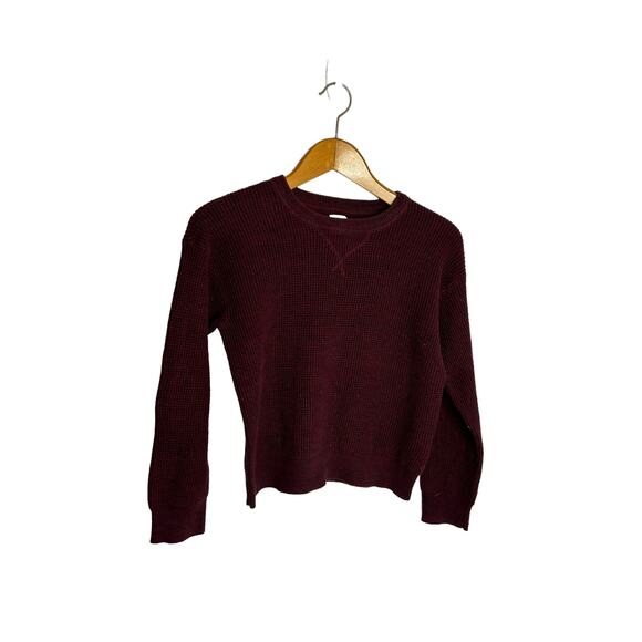 Gap boys sz Large 10 waffle crewneck sweater shirt burgundy/maroon. - Picture 1 of 2